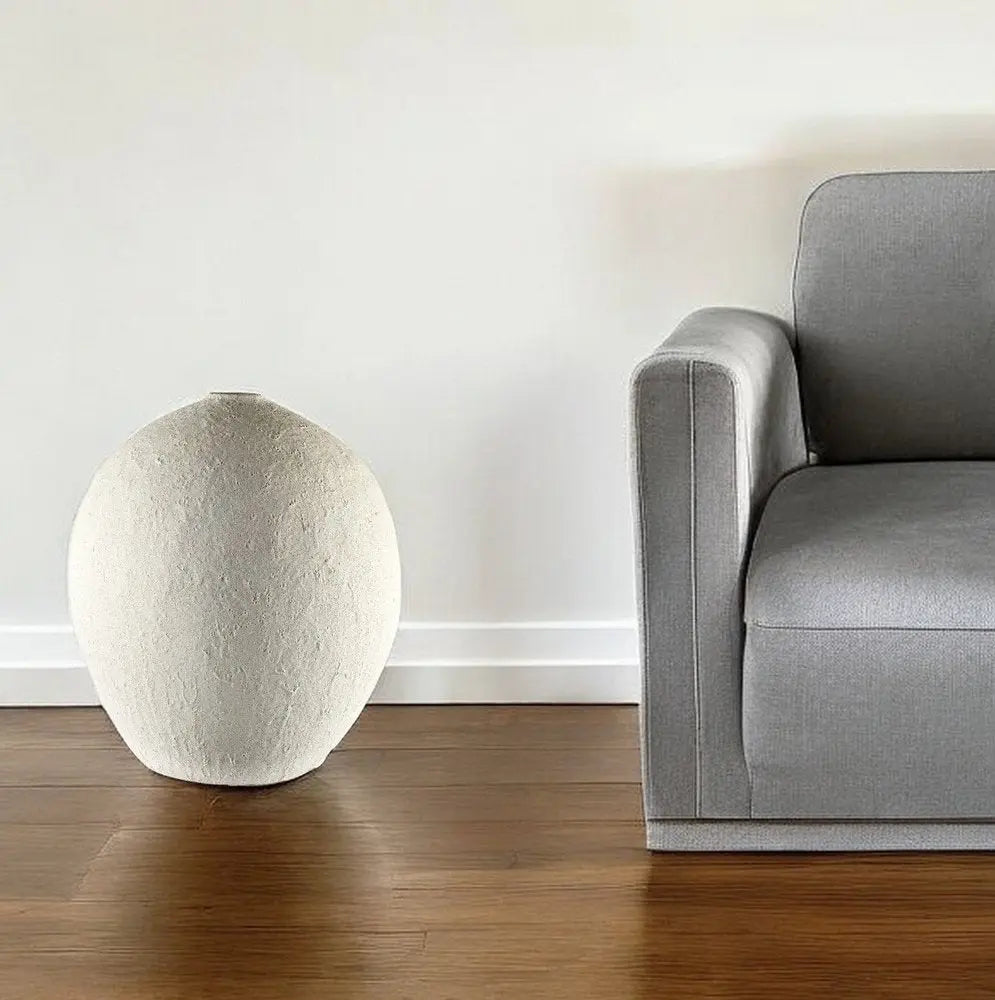 23" White Cylinder Ceramic Floor Vase HomeRoots