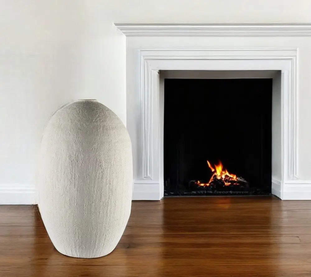 32" White Cylinder Ceramic Floor Vase HomeRoots