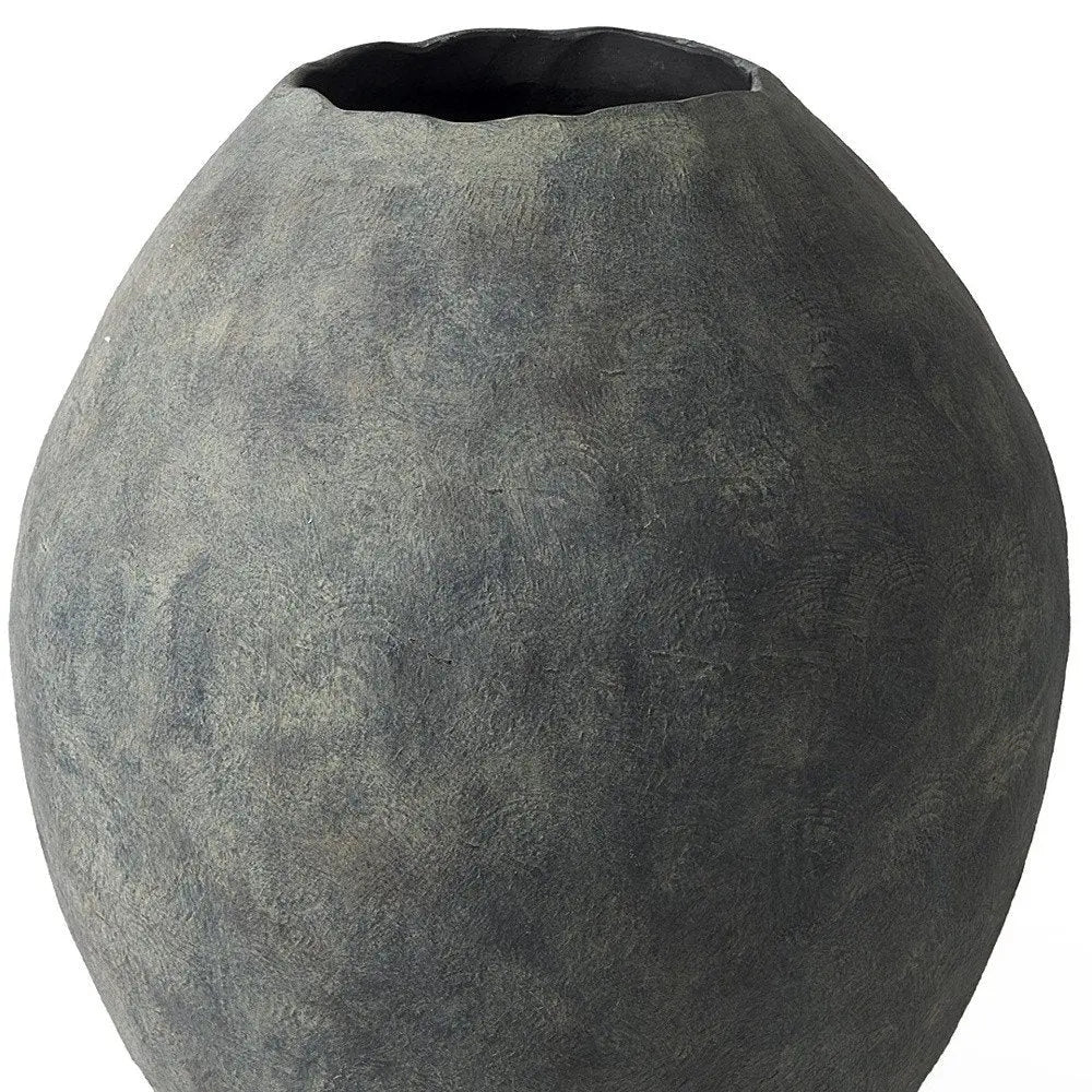 23" Gray Oval Distressed Ceramic Floor Vase HomeRoots