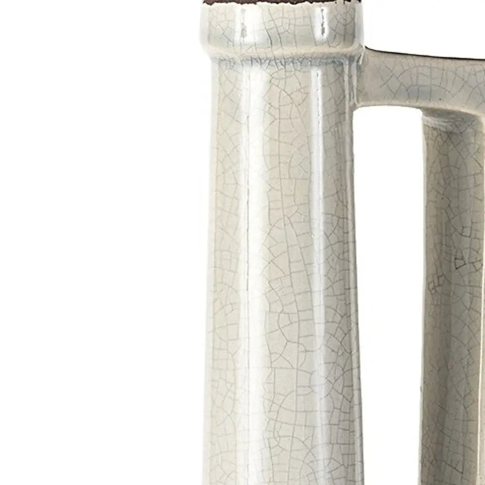 16" Gray and Off White Ceramic Tall Jug Vase HomeRoots