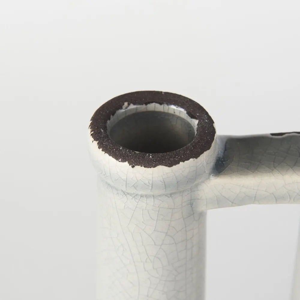 16" Gray and Off White Ceramic Tall Jug Vase HomeRoots