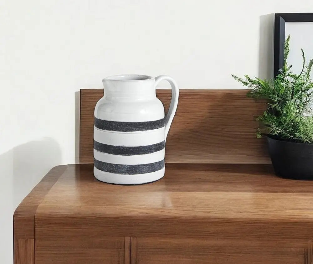 9" Blue And White Cylinder Ceramic Urns Jars HomeRoots