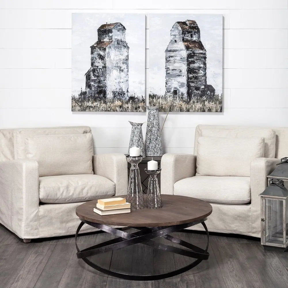 20" Black And White Cylinder Metal Urns Jars HomeRoots