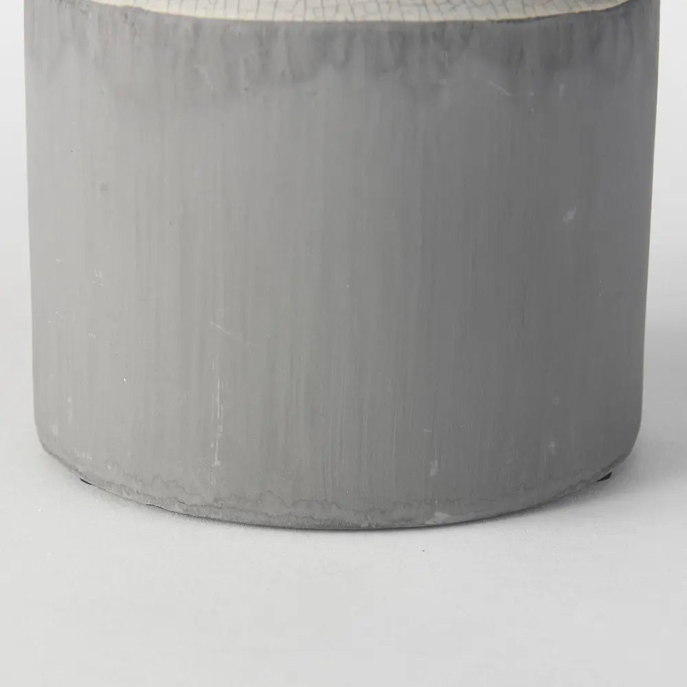 13" Gray And White Cylinder Ceramic Urns Jars HomeRoots