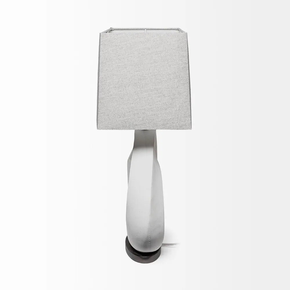 27" White Geometric Table Lamp With Gray Shade HomeRoots