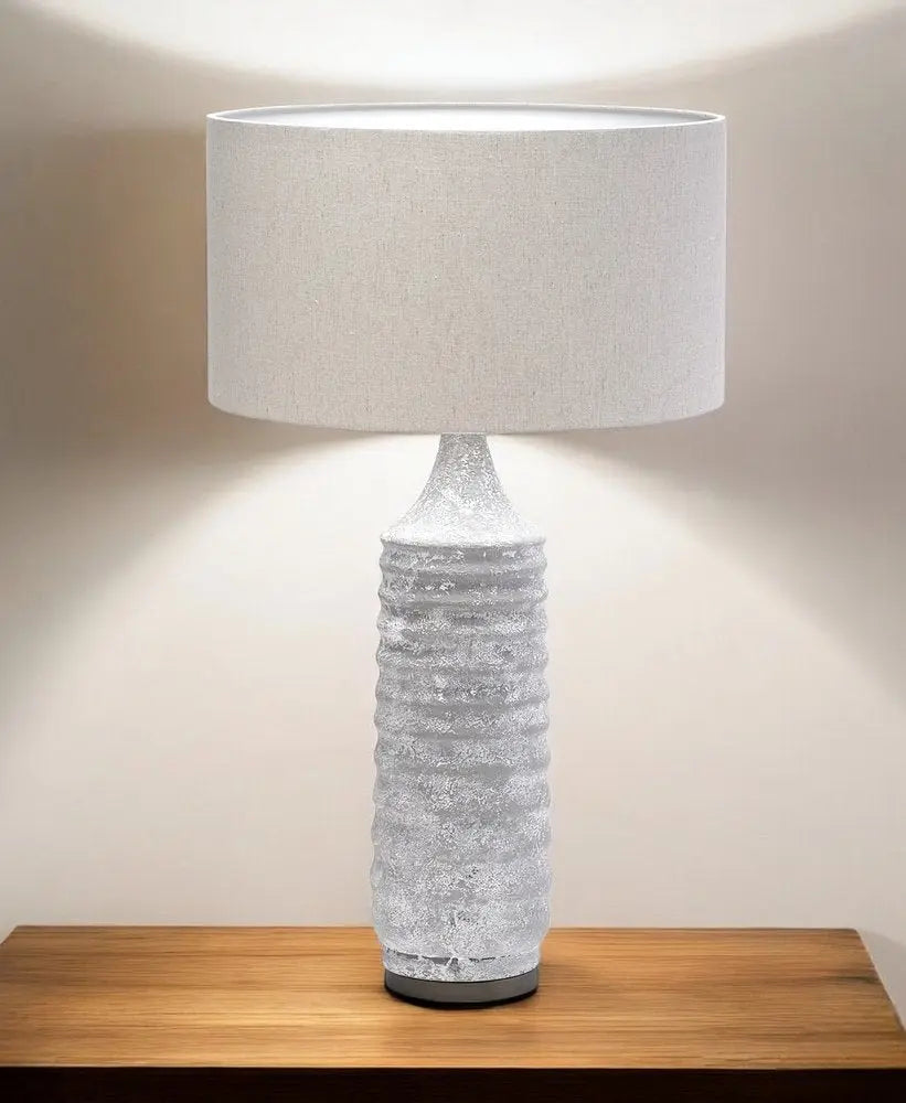 31" Gray Lamp Base LED With Beige Shade HomeRoots