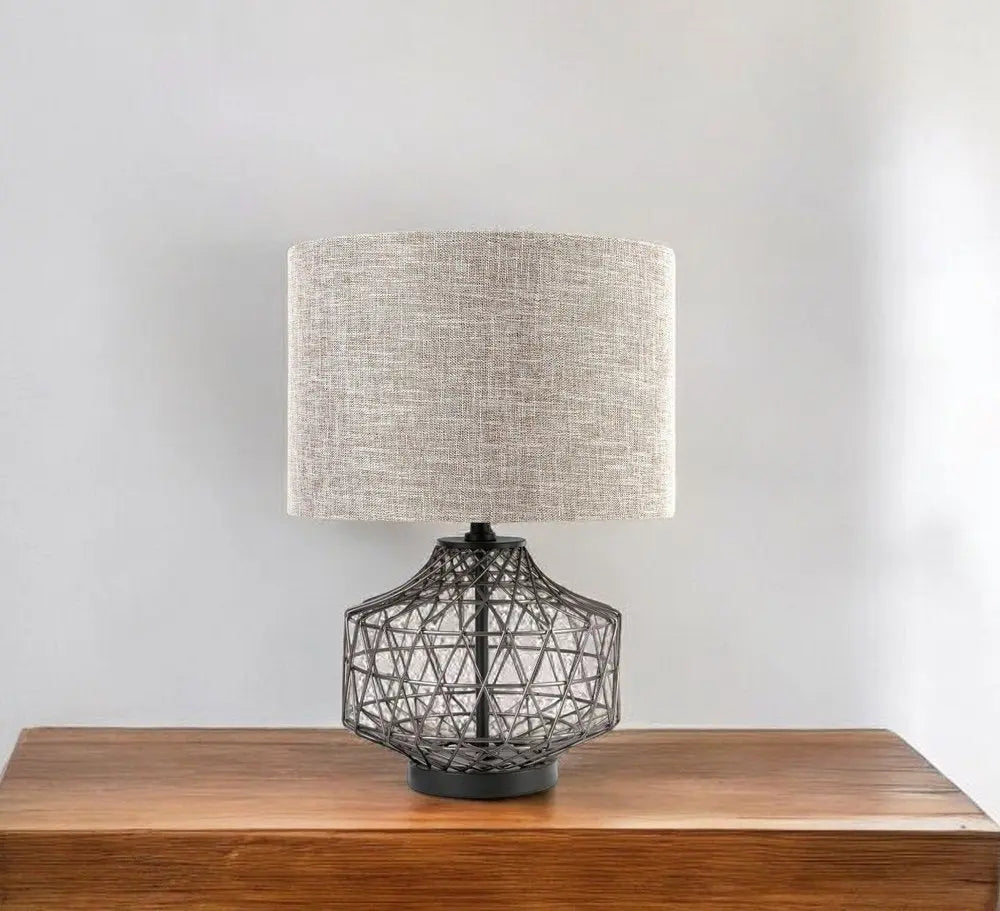 20" Black Lamp Base LED With Brown Shade HomeRoots