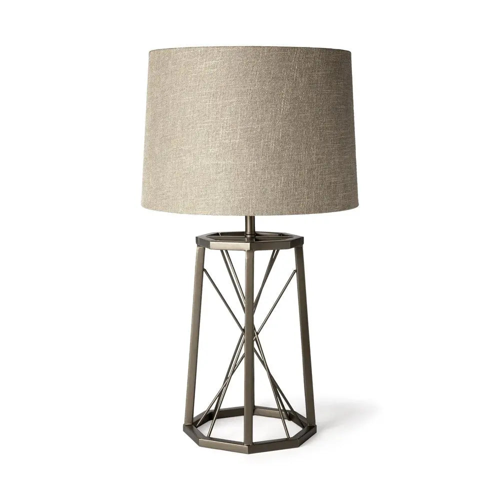 29" Bronze Lamp Base LED With Beige Shade HomeRoots