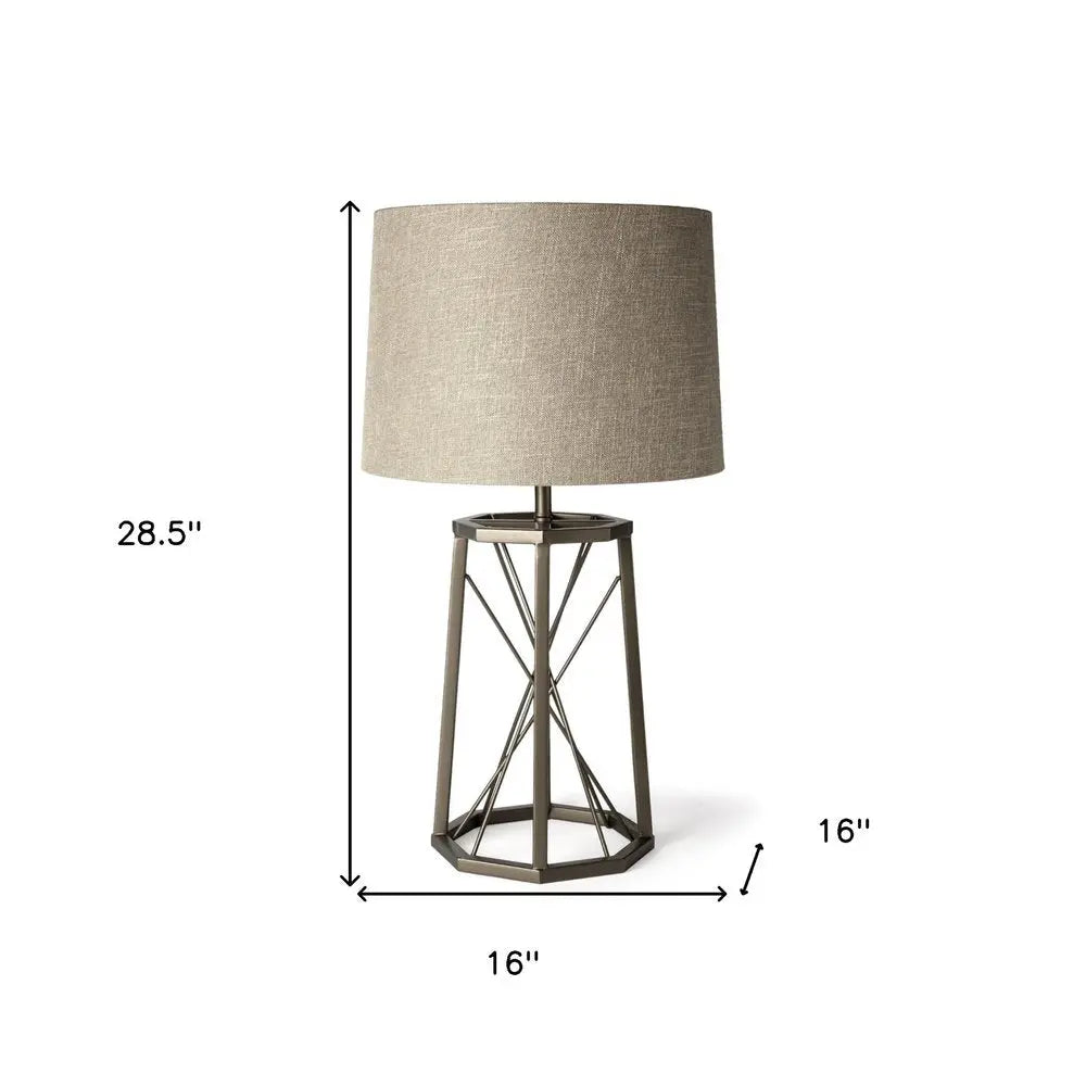 29" Bronze Lamp Base LED With Beige Shade HomeRoots