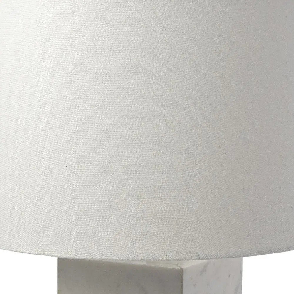 White Marble And Natural Wood Block Table Or Desk Lamp HomeRoots