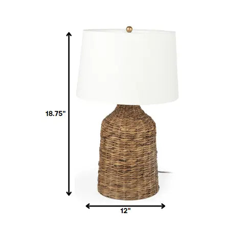 19" Brown Lamp Base LED With White Shade HomeRoots
