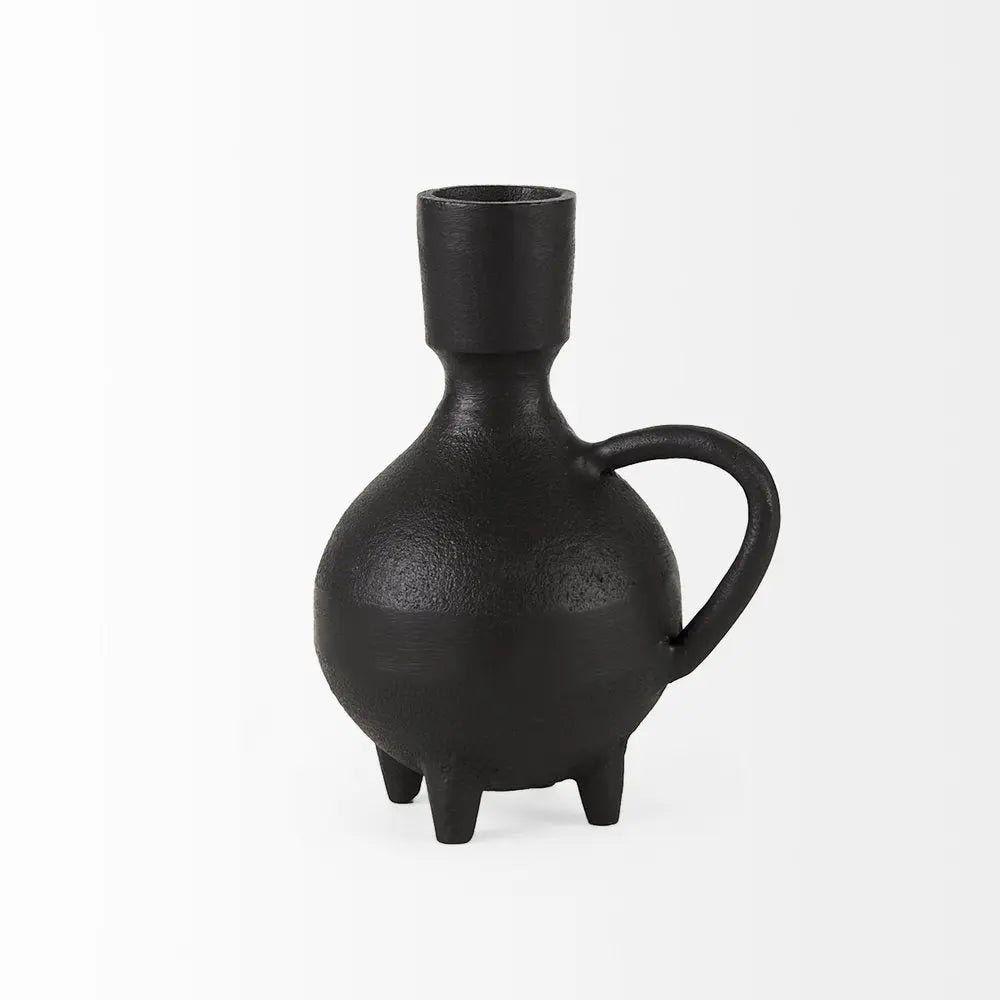 7" Black Ceramic Round Jug Vase HomeRoots