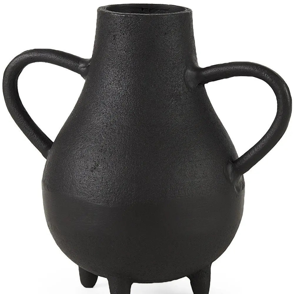 8" Black Two Handle Ceramic Jug Vase HomeRoots