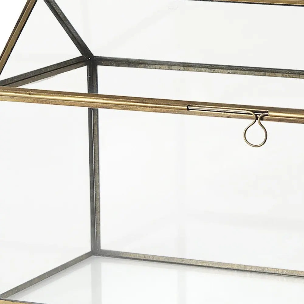 6" Clear And Gold Glass And Metal Box HomeRoots