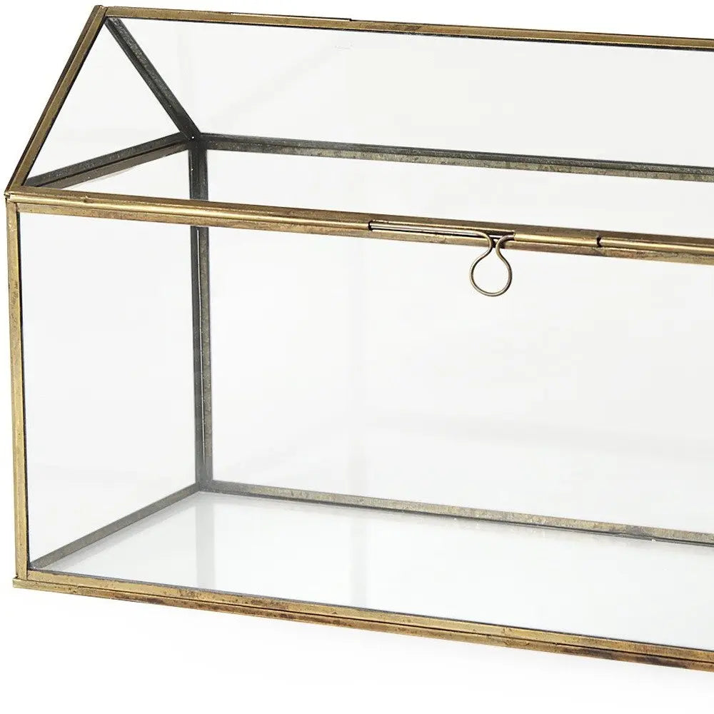 6" Clear And Gold Glass And Metal Box HomeRoots