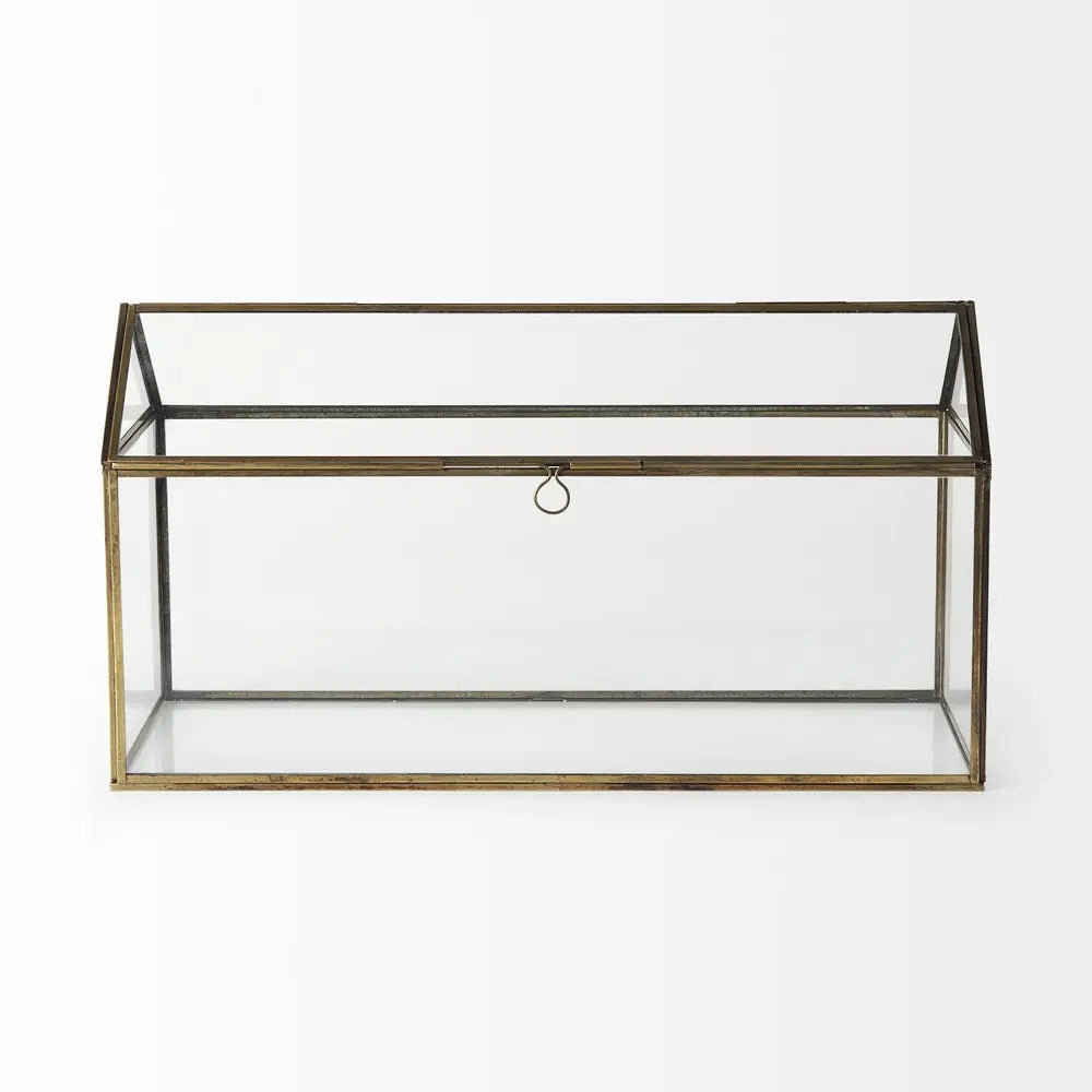 6" Clear And Gold Glass And Metal Box HomeRoots