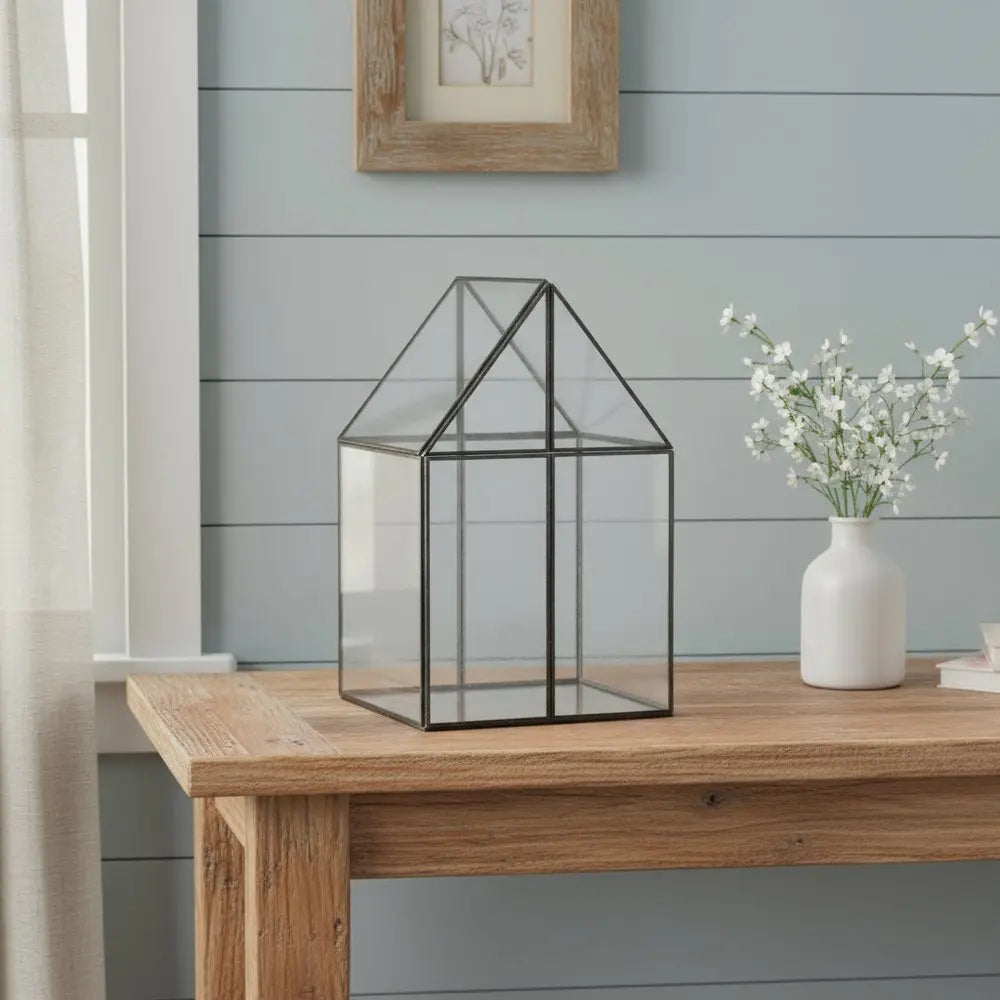 10" Black And Clear Glass And Metal Box HomeRoots