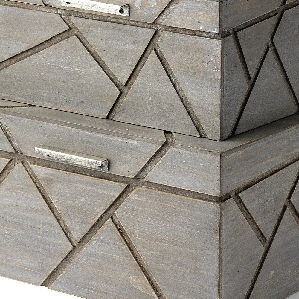 11" Gray Solid Wood Box With Lid HomeRoots