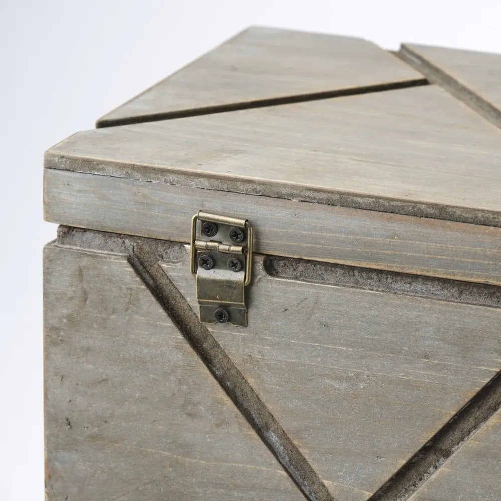 11" Gray Solid Wood Box With Lid HomeRoots