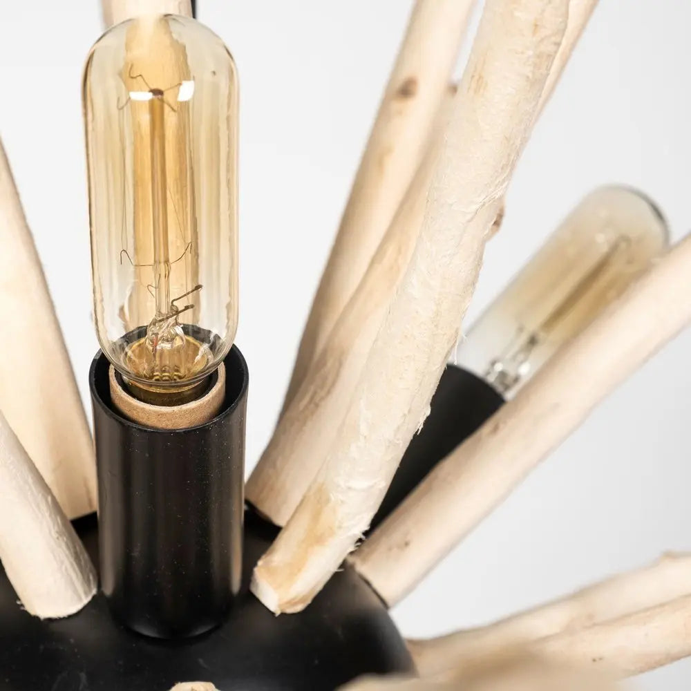 Wood And Metal Starburst Six Bulb Hanging Light HomeRoots