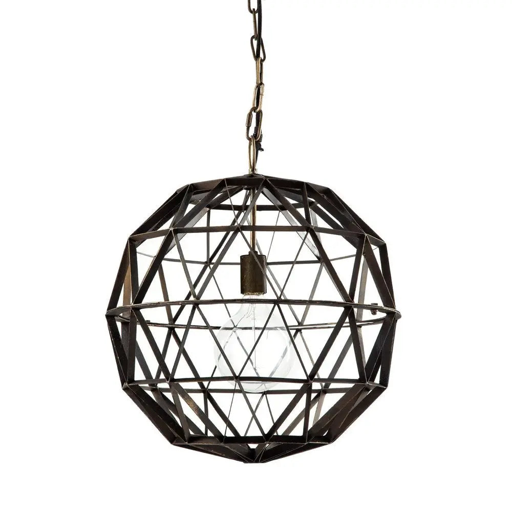 Black Metal Geometric Globe Hanging Light HomeRoots