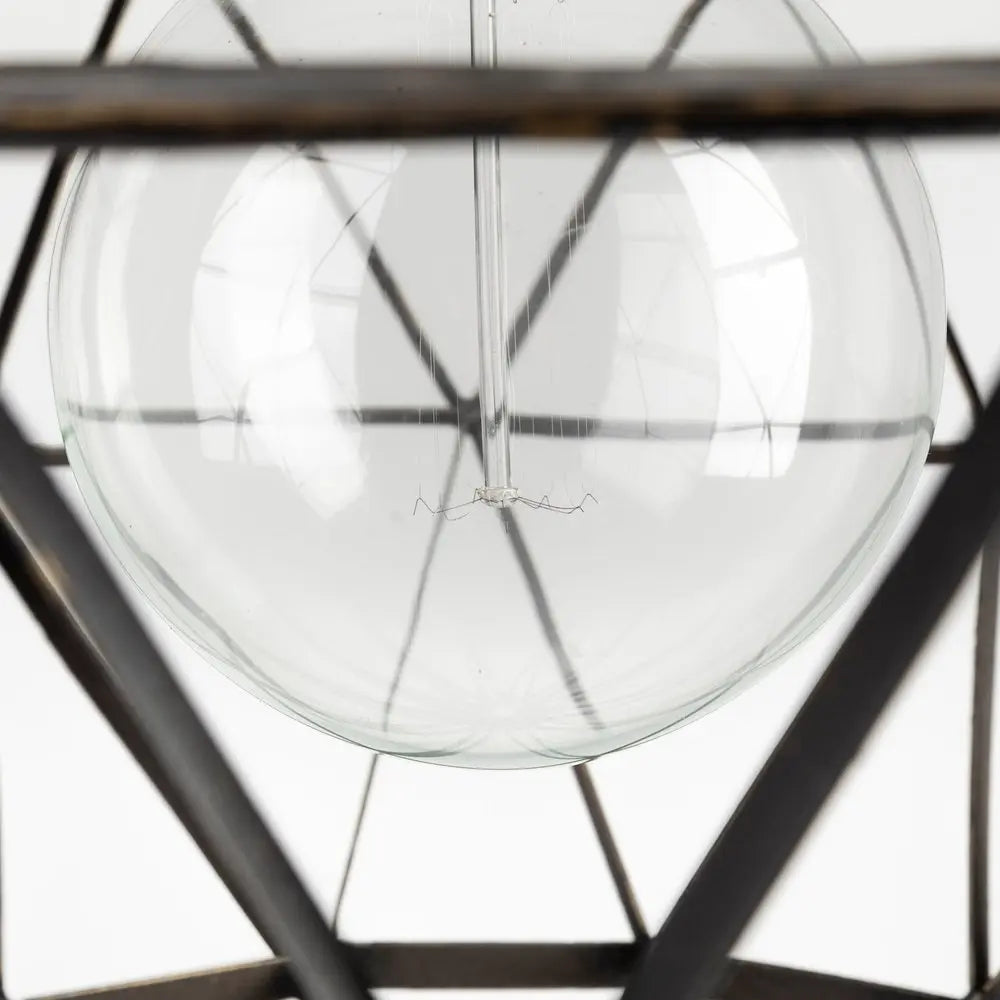 Black Metal Geometric Globe Hanging Light HomeRoots