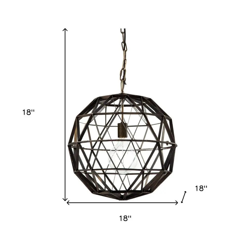 Black Metal Geometric Globe Hanging Light HomeRoots
