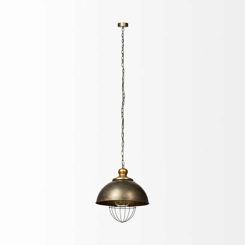 Rustic Gold Ton Metal Dome Hanging Light HomeRoots