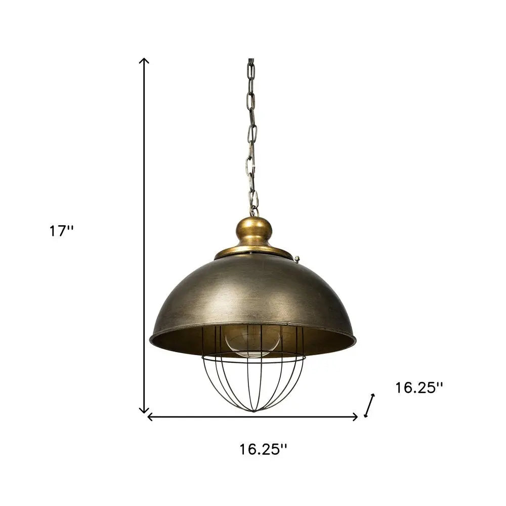 Rustic Gold Ton Metal Dome Hanging Light HomeRoots