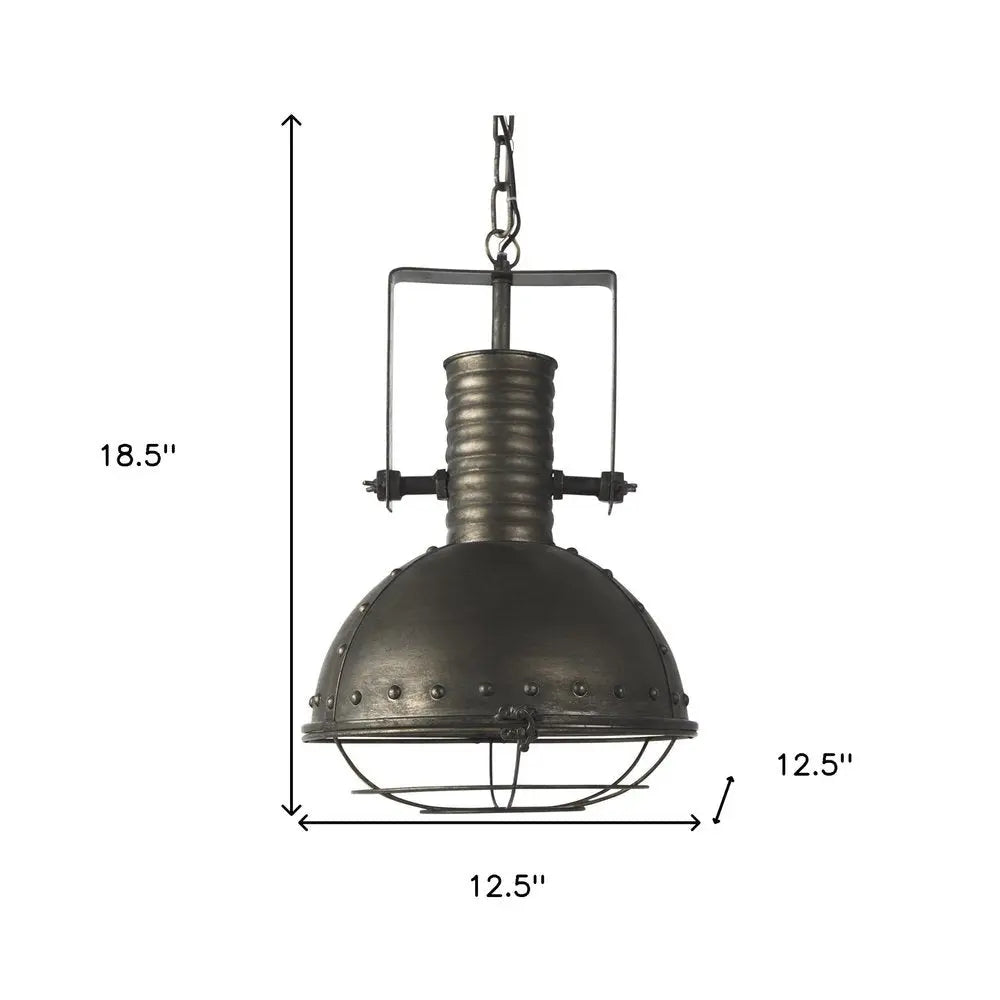 Industrial Caged Black Metal Hanging Light HomeRoots