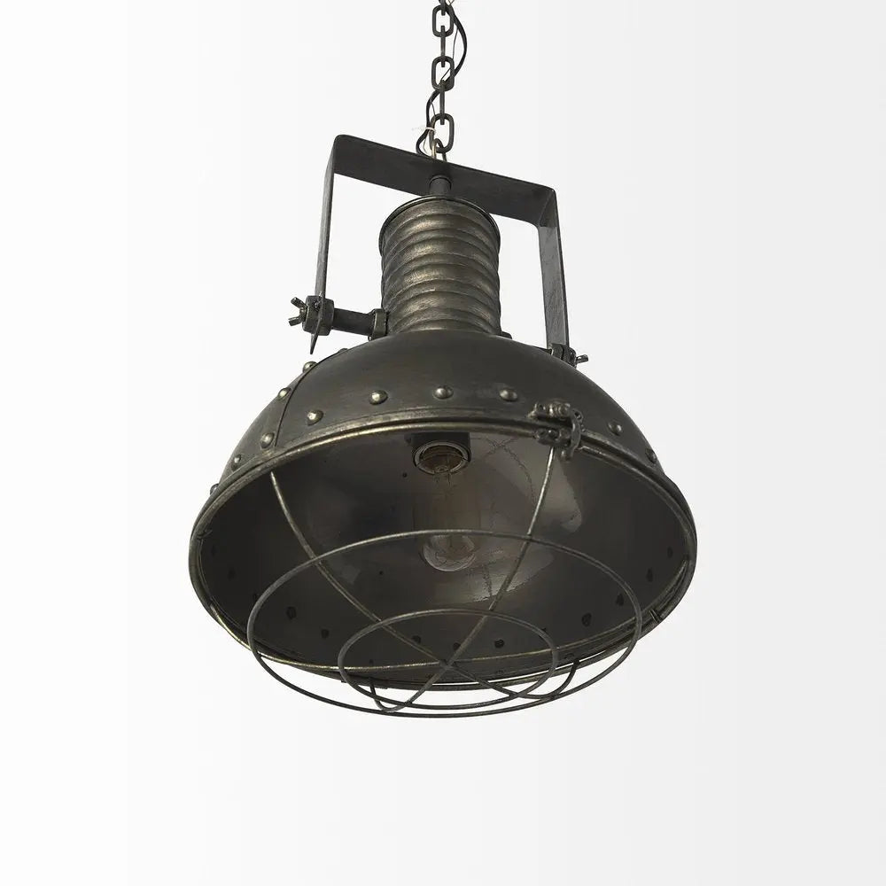 Industrial Caged Black Metal Hanging Light HomeRoots