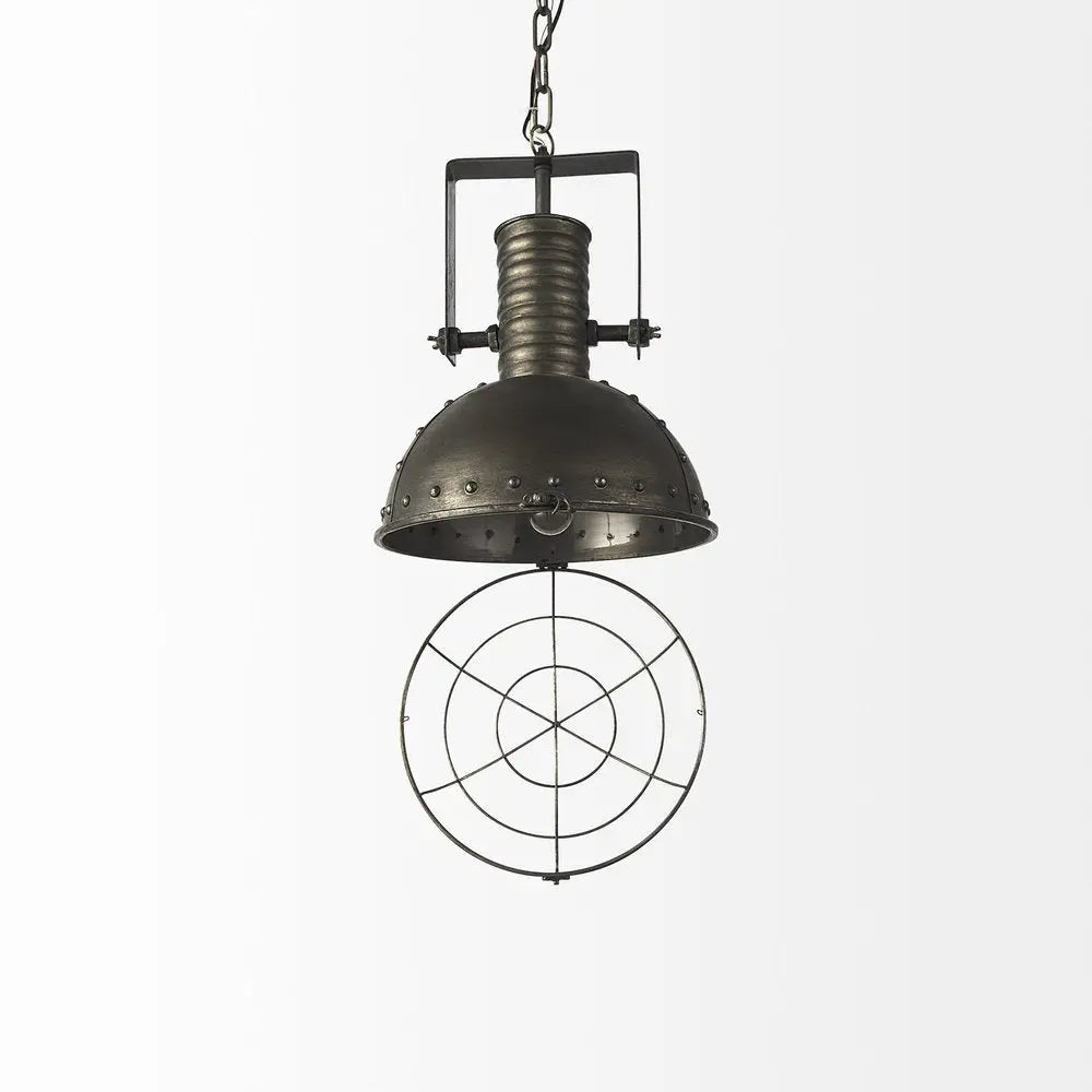 Industrial Caged Black Metal Hanging Light HomeRoots