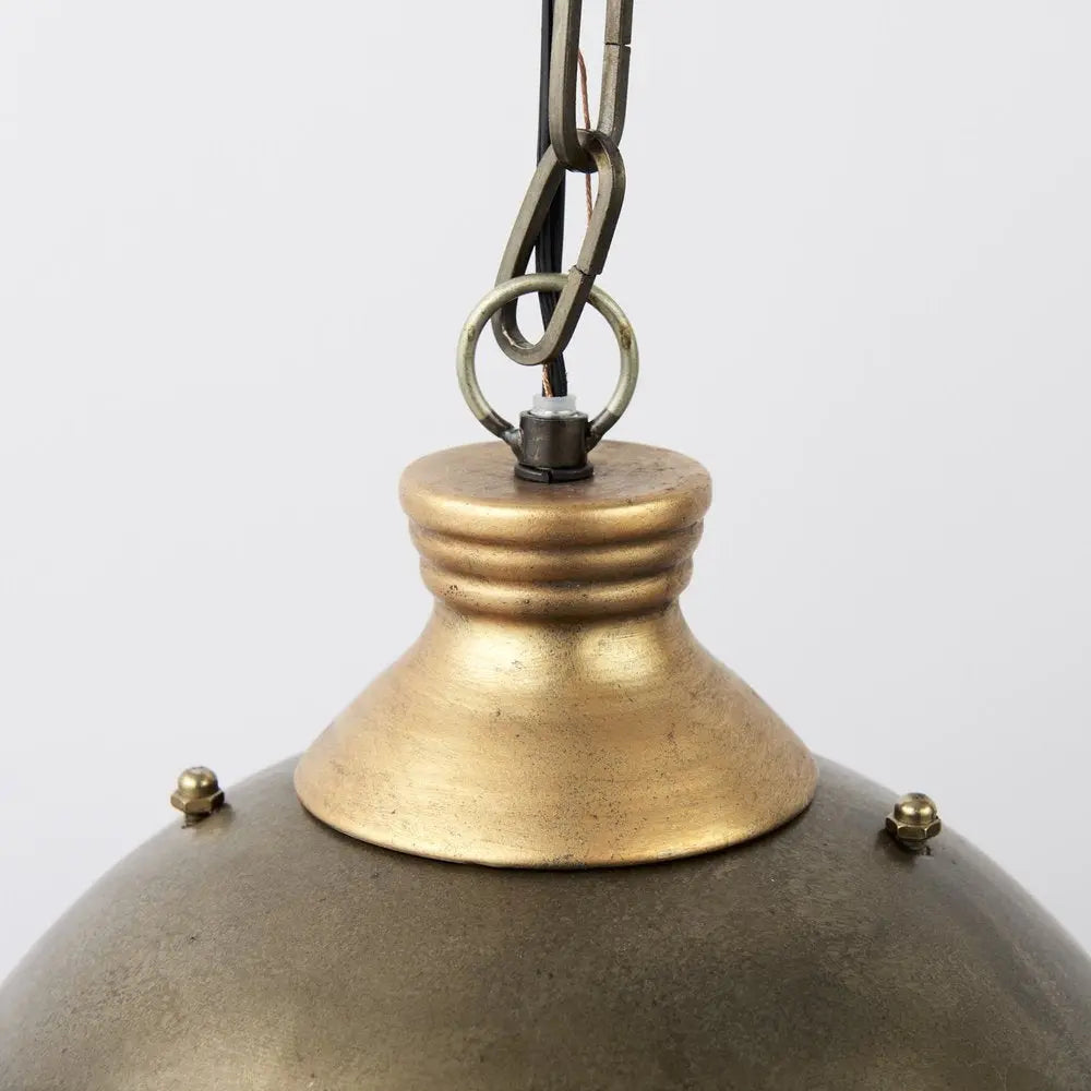 Distressed Bronze Metal Dome Hanging Light HomeRoots