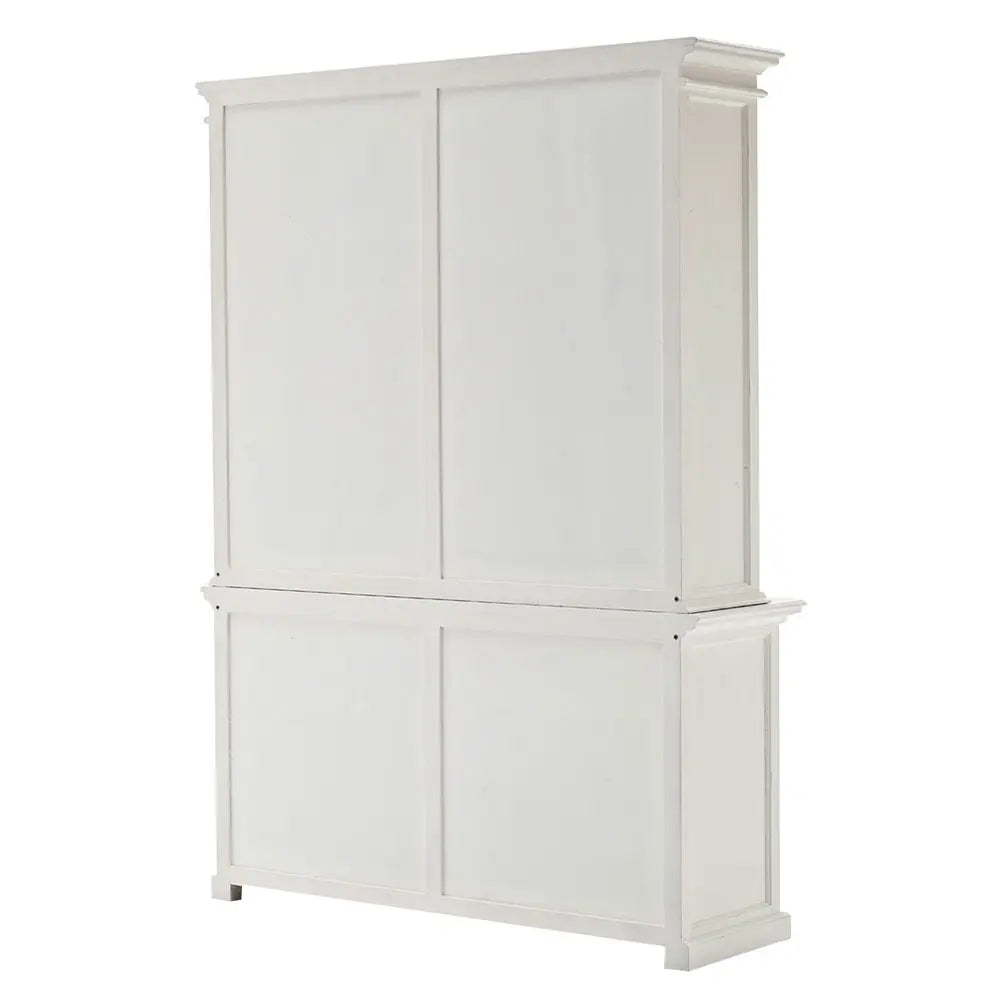 87" White Solid Wood Side Board with Hutch HomeRoots