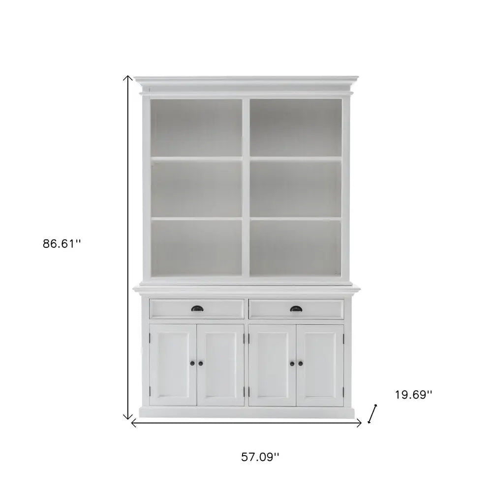 87" White Solid Wood Adjustable Four Tier Bookcase HomeRoots