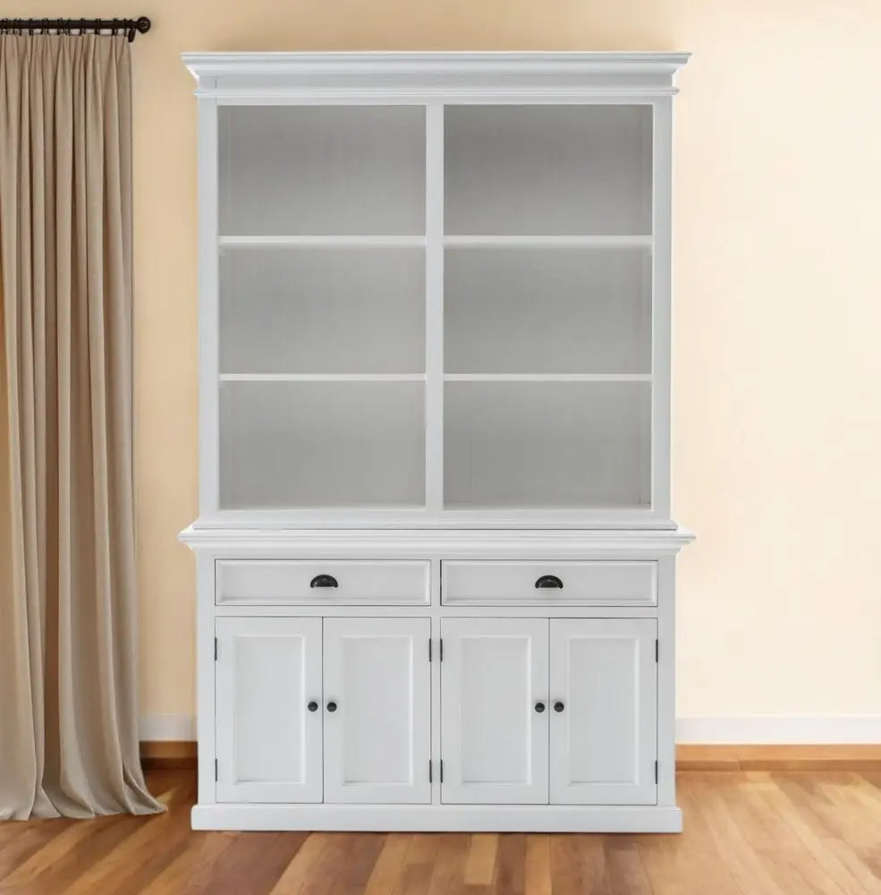 87" White Solid Wood Adjustable Four Tier Bookcase HomeRoots