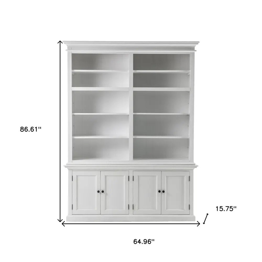 87" White Solid Wood Adjustable Four Tier Bookcase HomeRoots