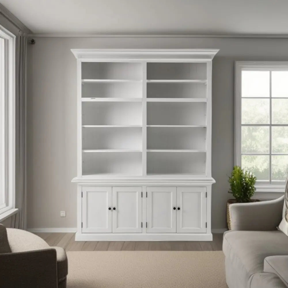 87" White Solid Wood Adjustable Four Tier Bookcase HomeRoots