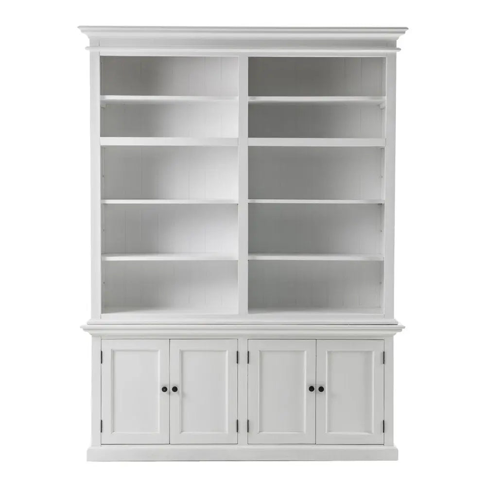 87" White Solid Wood Adjustable Four Tier Bookcase HomeRoots