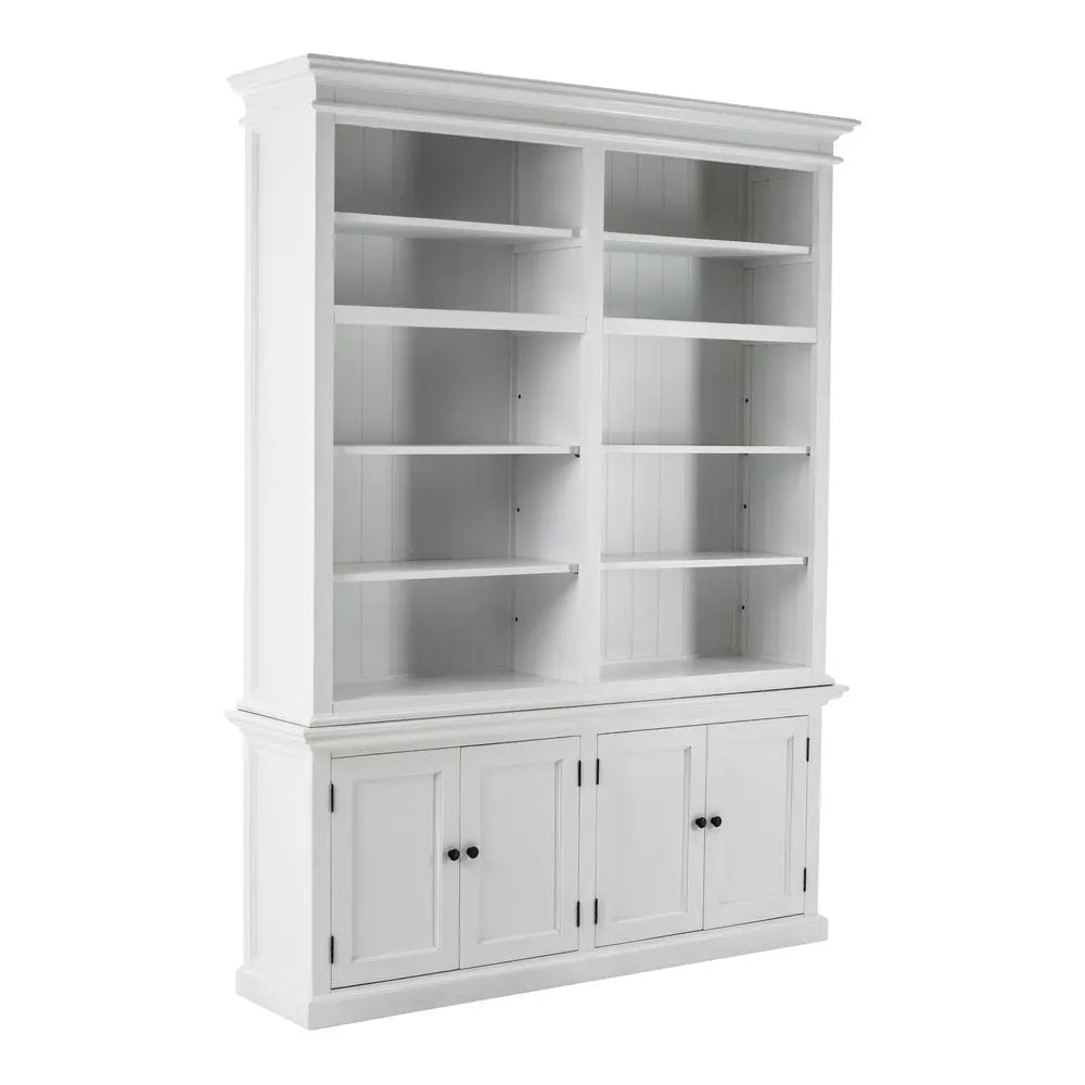87" White Solid Wood Adjustable Four Tier Bookcase HomeRoots