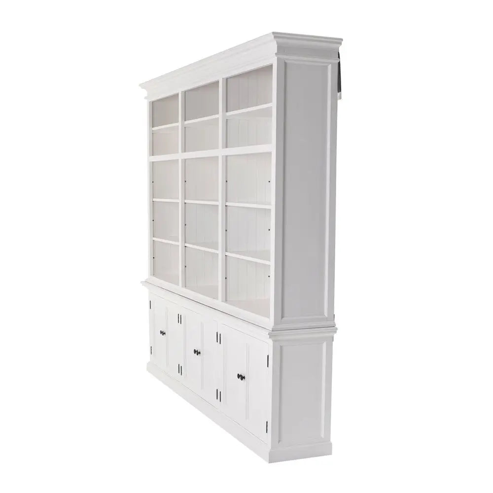 71" White Solid Wood Frame Dining Hutch With Multiple Shelves And Three Drawers HomeRoots