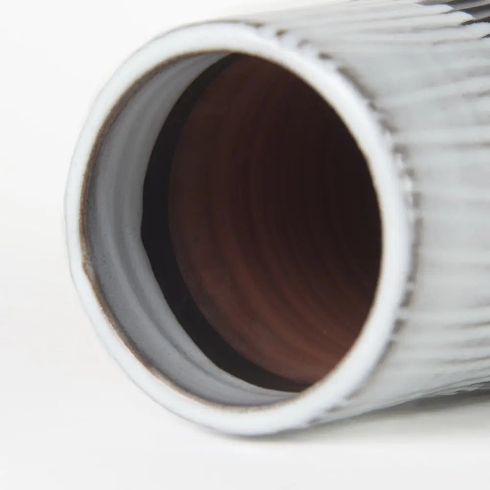 19" Black Gray And White Abstract Cylinder Ceramic Table Vase HomeRoots