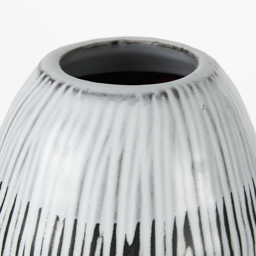 13" Black Gray And White Abstract Cylinder Ceramic Table Vase HomeRoots