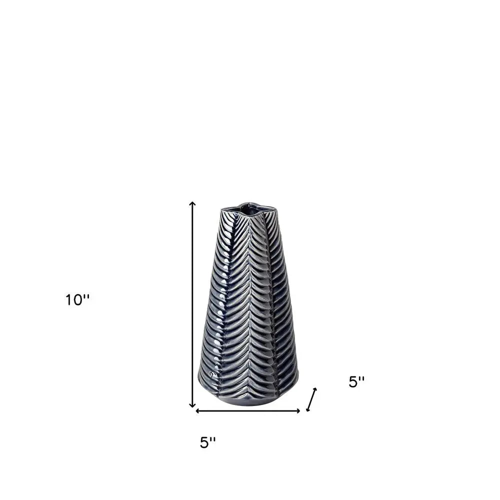 10" Navy Blue Abstract Cylinder Ceramic Table Vase HomeRoots