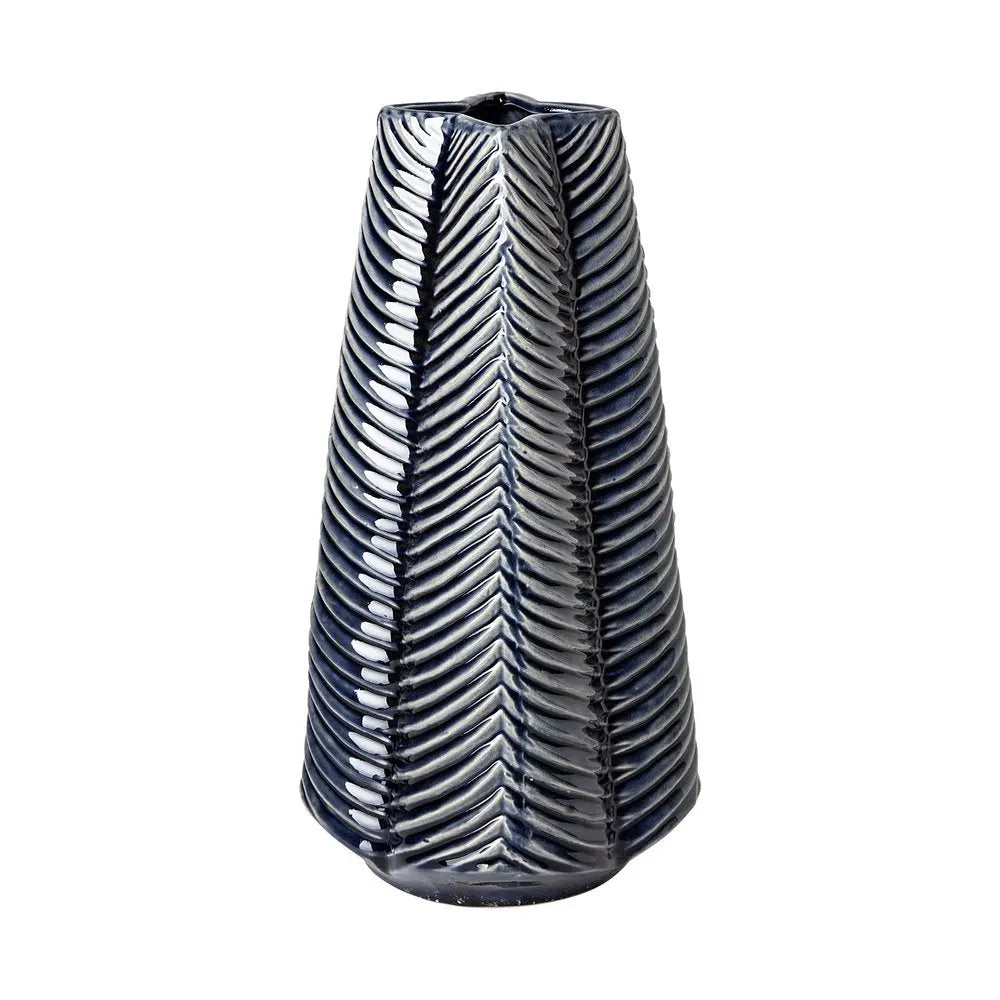 16" Navy Blue And White Abstract Ceramic Table Vase HomeRoots