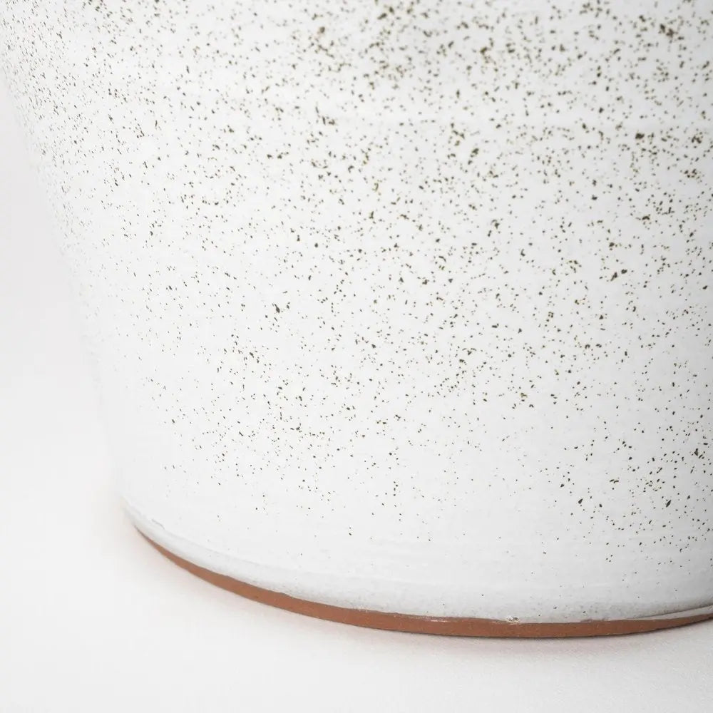 14" White Abstract Cylinder Ceramic Table Vase HomeRoots