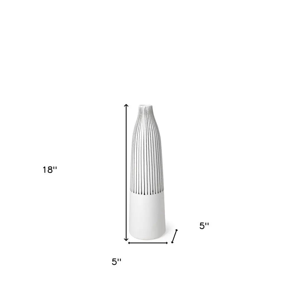 18" Black And White Abstract Cylinder Ceramic Table Vase HomeRoots