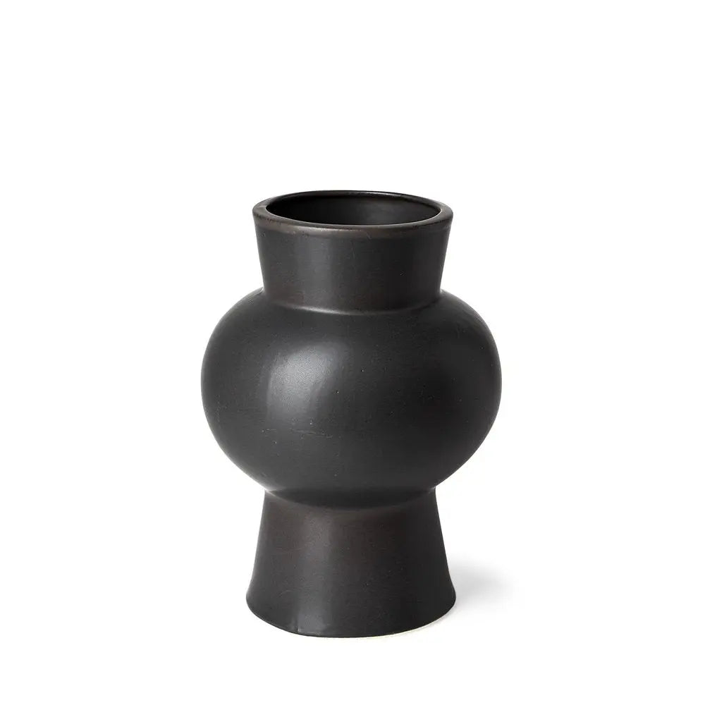 11" Black Abstract Cylinder Ceramic Table Vase HomeRoots