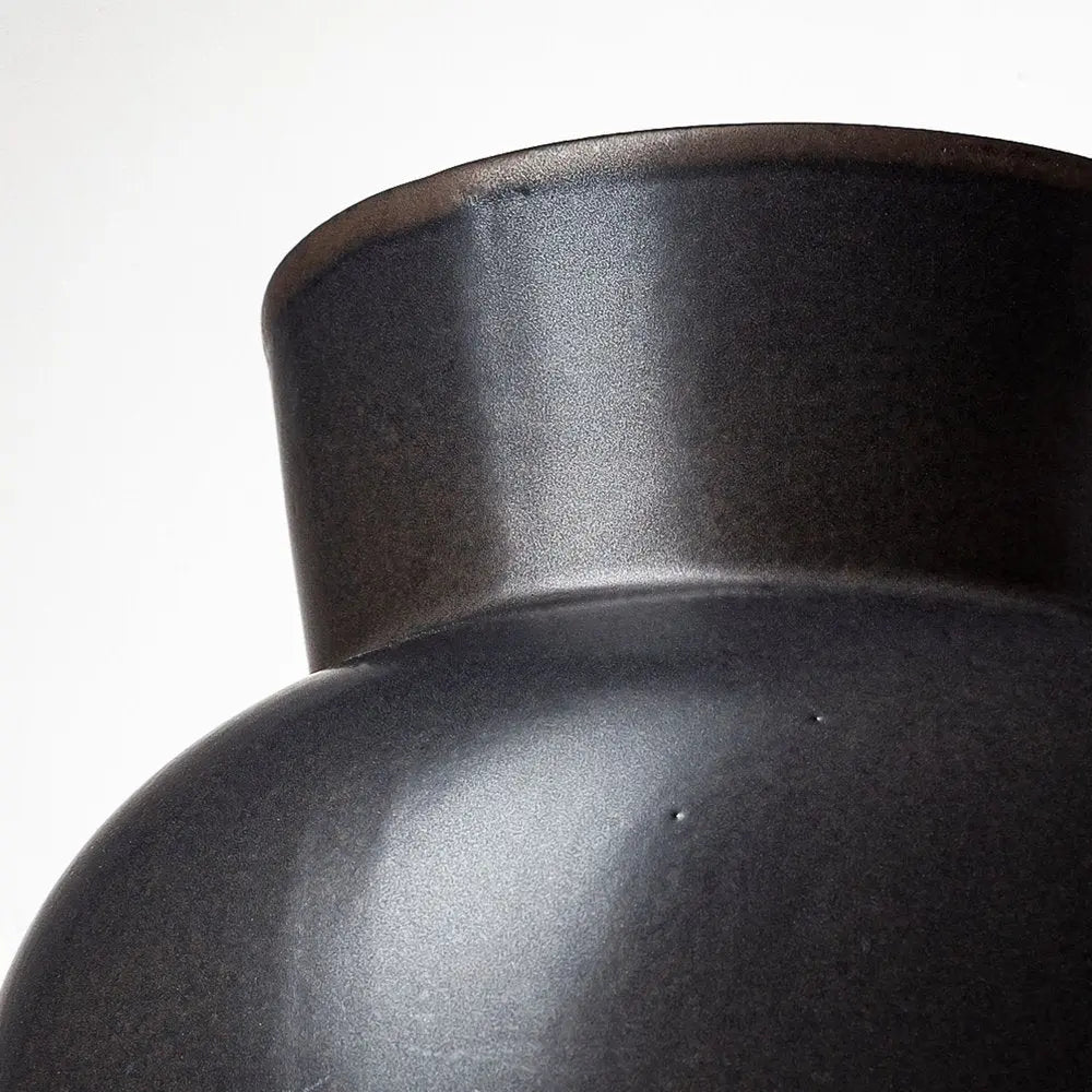 11" Black Abstract Cylinder Ceramic Table Vase HomeRoots