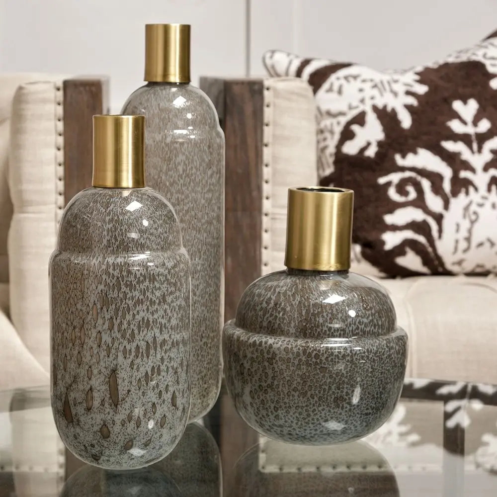 12" Brown Abstract Cylinder Crystal Glass Table Vase HomeRoots